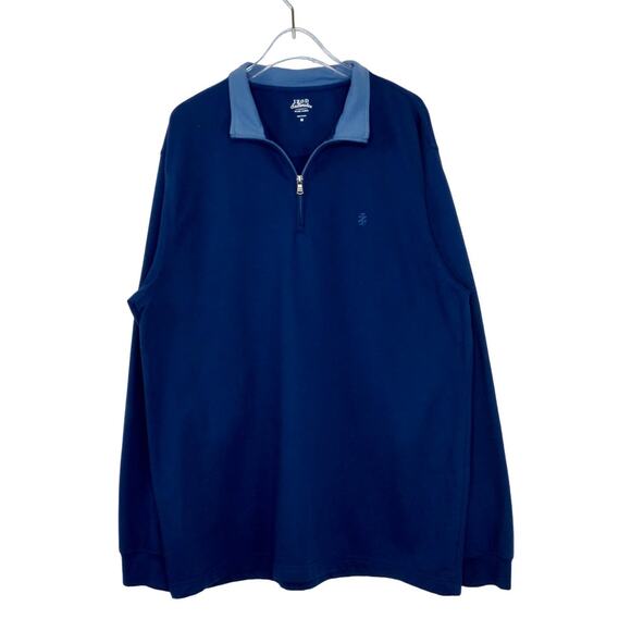 Izod Saltwater Navy Blue Men's Quarter Zip Pullover Sweater Preppy Medium - Picture 1 of 5